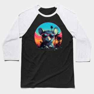 Retro Wave Chillout Grey Mouse Baseball T-Shirt